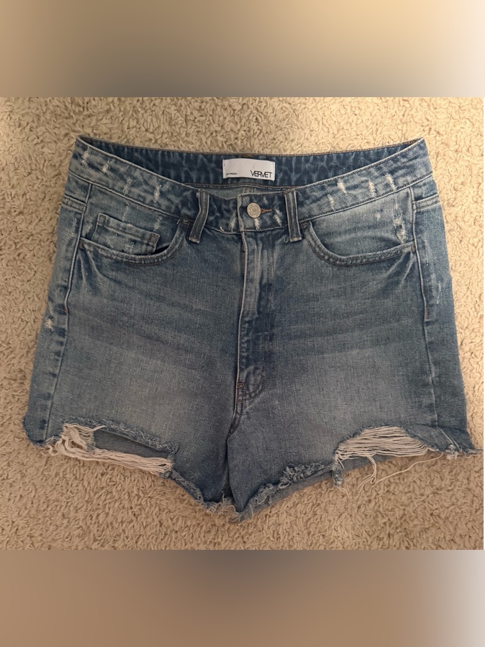 Vervet High-Rise Distressed Acid Wash Denim Shorts Size Large